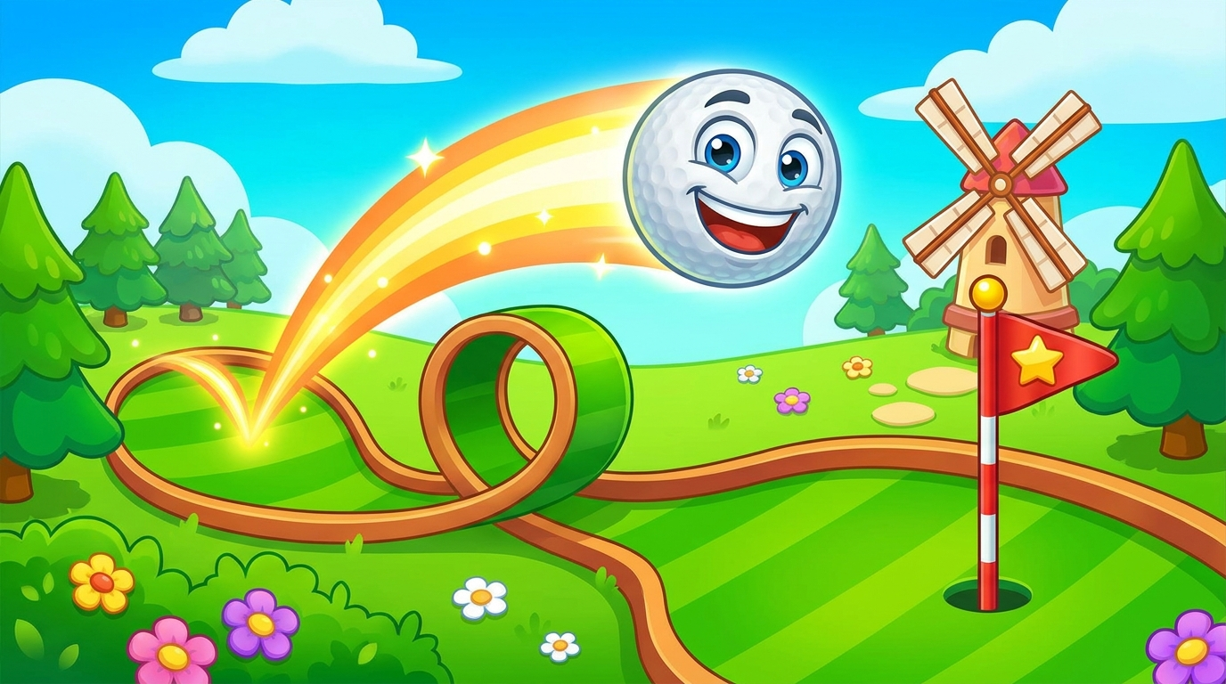 Golf Hit game artwork — mini golf course with power shot