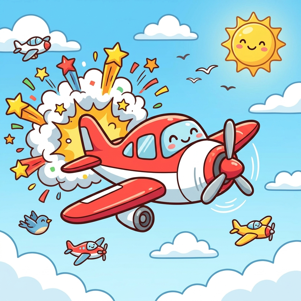 ShooterSky game artwork — cartoon airplane in blue sky