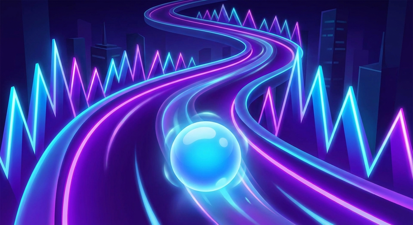 SphereDash game artwork — glowing sphere on neon road